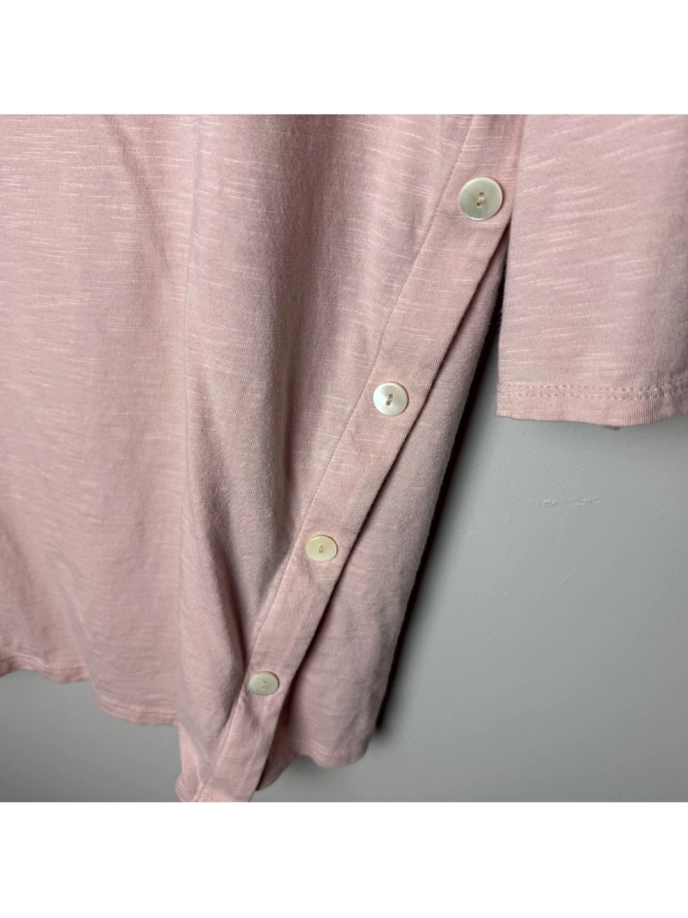 J. Jill Pure Jill Asymmetric Button Tunic Top Size Medium Pink Cotton Blend - Picture 4 of 7
